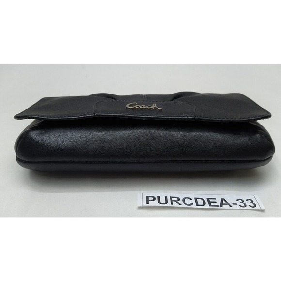 Coach Ashley Black Leather Credit Card Large Wristlet - Evening Clutch - Picture 7 of 15